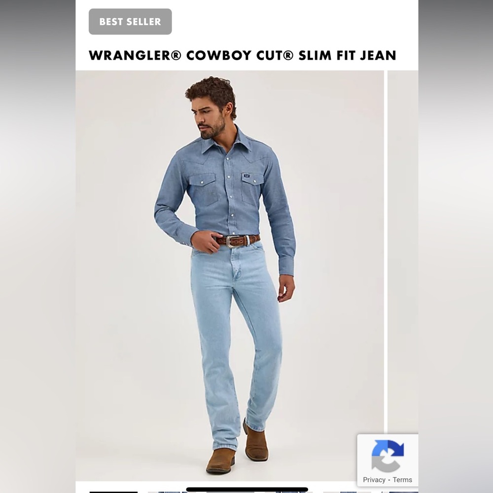 Wrangler Men's Slim Fit Cowboy Cut Jeans - Denim Blue - Picture 3 of 4